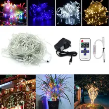 Светодиодный светильник с рождественской гирляндой, 12 В постоянного тока, 100 м, 50 м, 30 м, 20 м, 10 м, с дистанционным управлением, сказочный светильник, для улицы, помещения, вечерние Свадебная Декоративная гирлянда