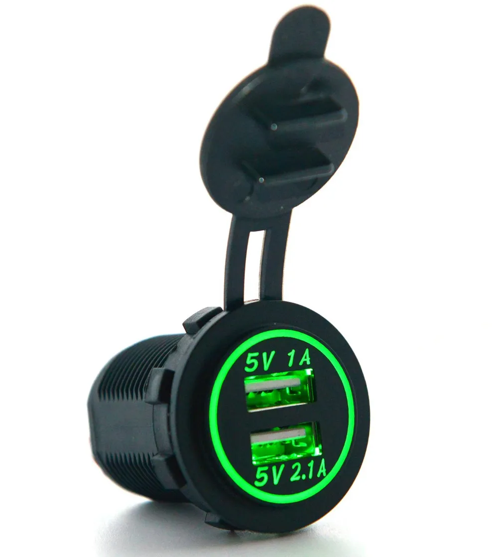 Waterproof Vehicle Car Charger Adapter DC 12V-32V USB Car Dual USB Charger 2 Port Power Socket
