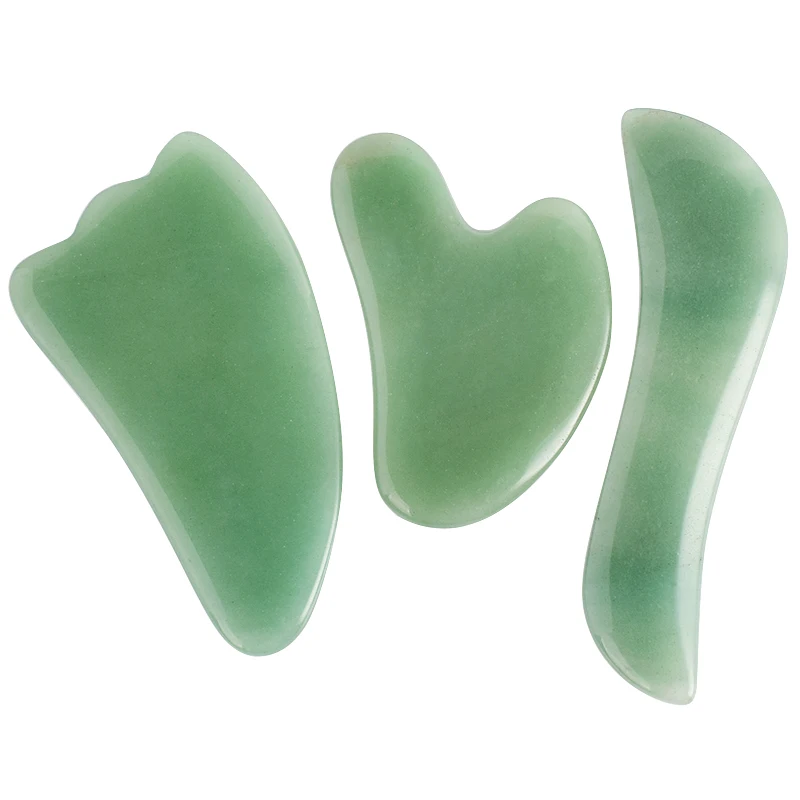 Натуральный массажер для лица Gua Sha массажный инструмент массажа с зеленым