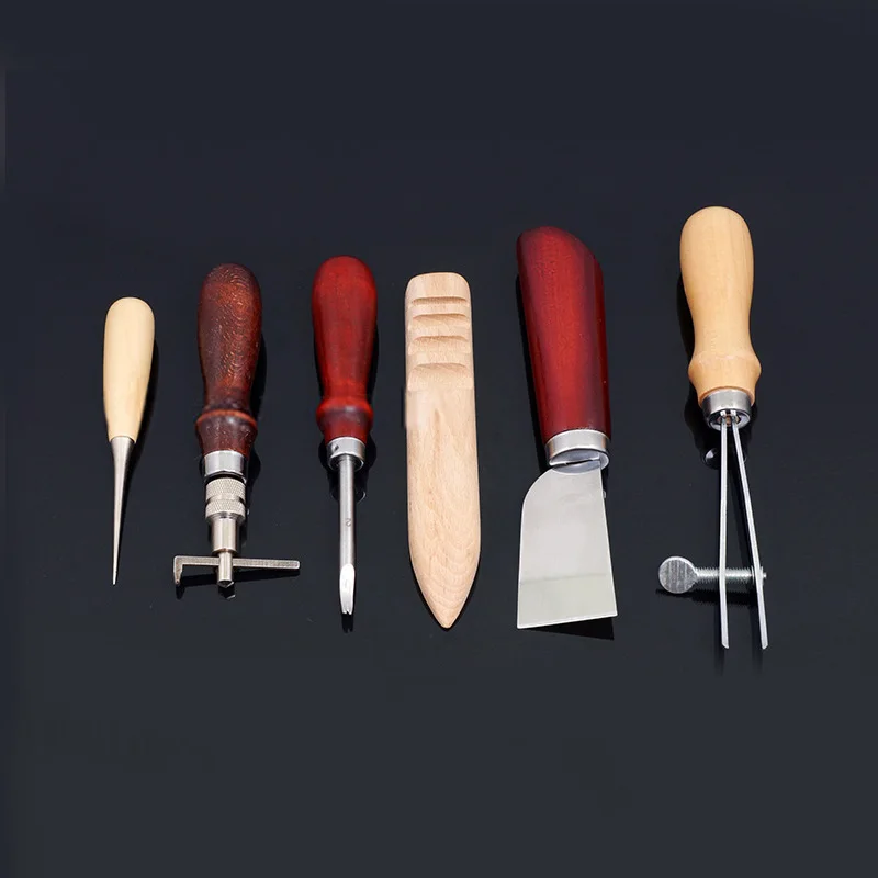 Инструменты для изготовления кожи шило траншеекопатель Edger плоские полированные стержни Edger кожаный резак нож DIY Leathercraft Начинающий базовый набор инструментов набор