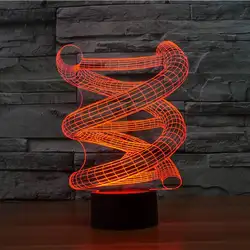 3D ДНК светодиодный ночник Лидер продаж дерево База абстрактный спираль лампы свет в ночь настольная Иллюзия Декоративные светильники 3075