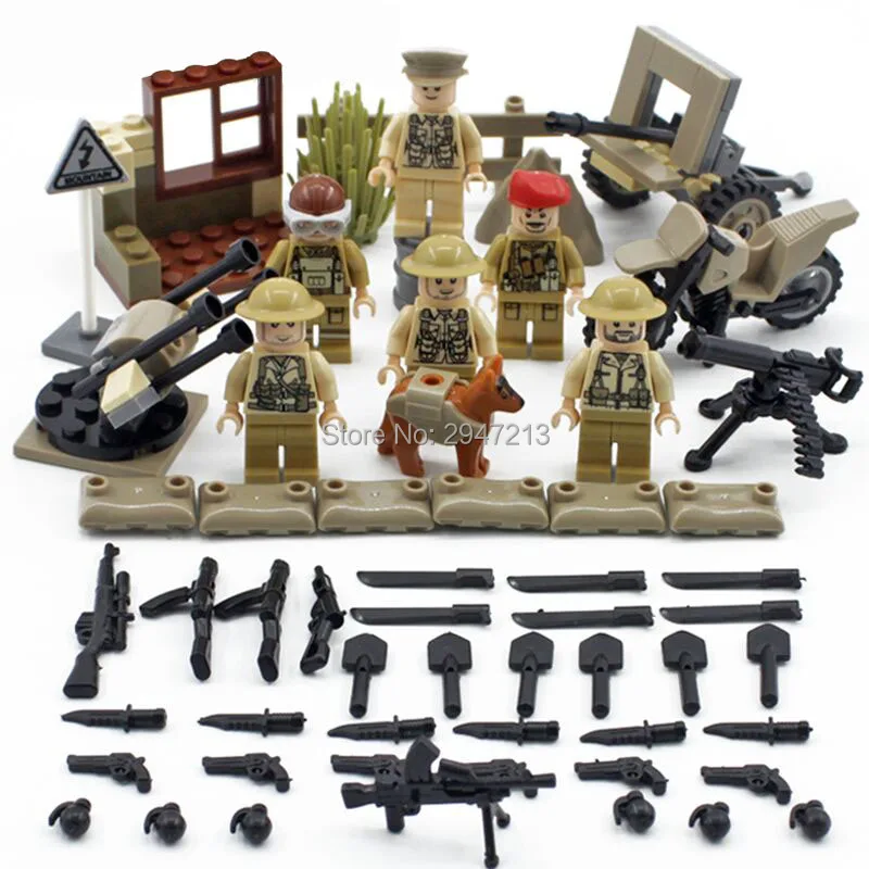 

compatible LegoINGlys military WW2 Building Blocks British Army Imphal defense war mini soldier figures weapon guns brick toys