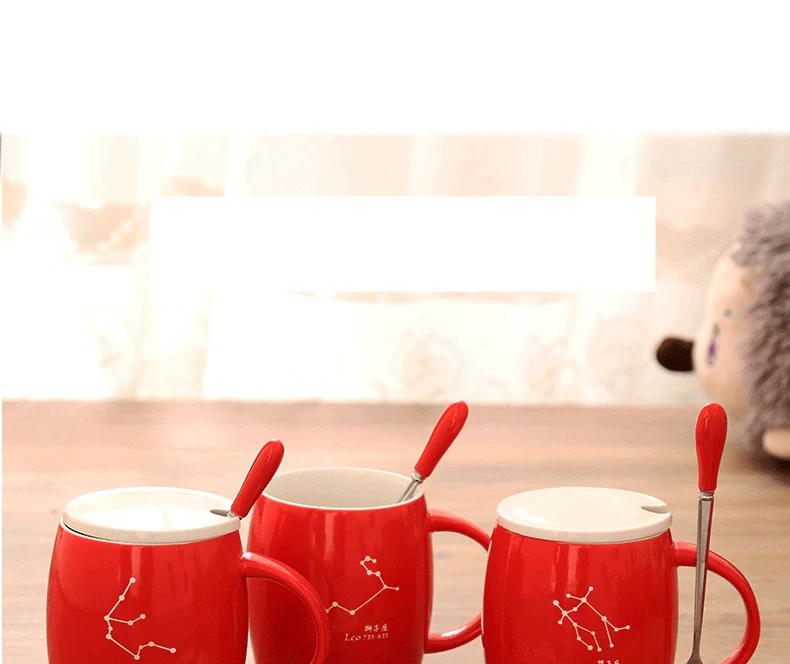 VILEAD 400 мл керамическая Созвездие Рождественская молочная кружка с крышкой Ложка красная резьба бочка для вина большой живот чашка для воды кофе офис