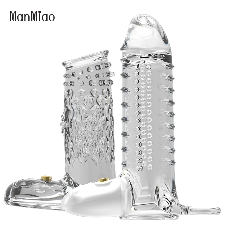 MANMIAO Extensions condom Penis Sleeve Male Enlargement Men Delay Spray clit massager vibrating cover Adult Sex Toys | Красота и