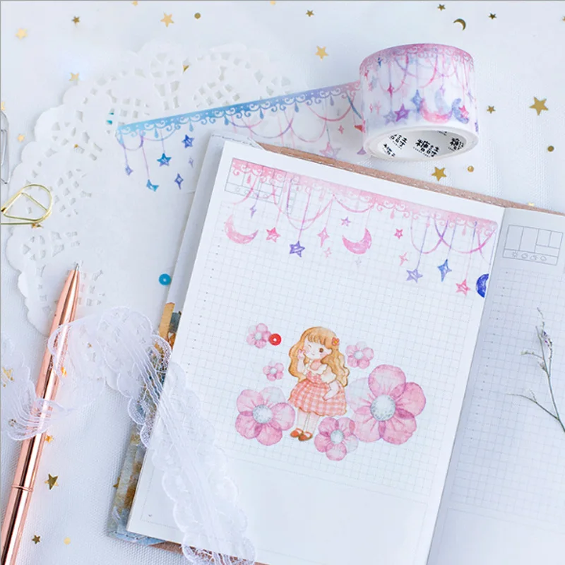 

30mm*5m Kawaii diy Moon lace paper washi tape/masking tape/decorative adhesive tape/School stationery Supplies