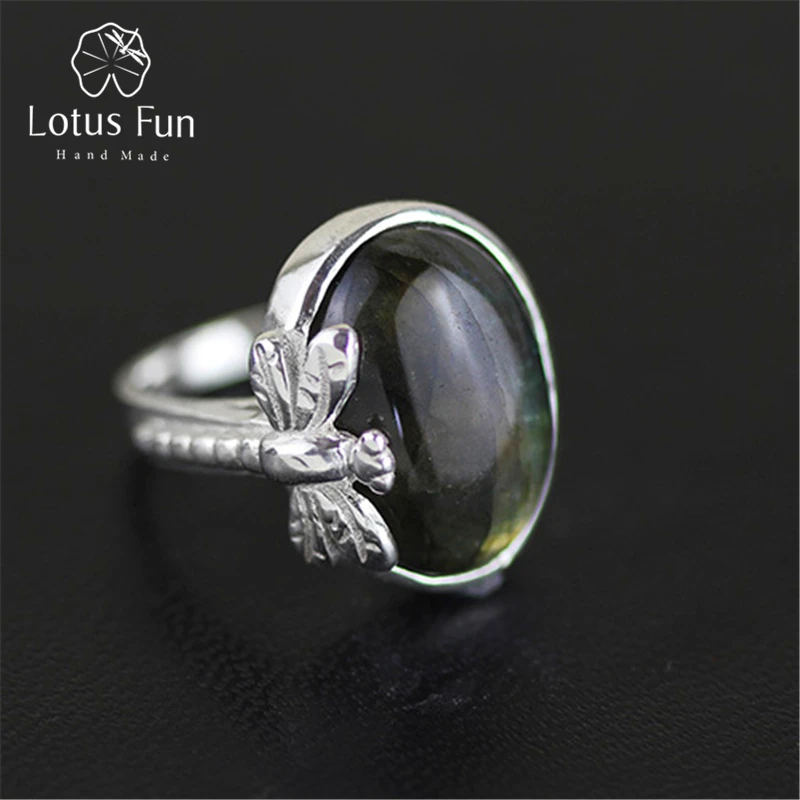 

Lotus Fun Real 925 Sterling Silver Natural Amethyst Stone Handmade Original Designer Fine Jewelry Vintage Rings for Women Bijou