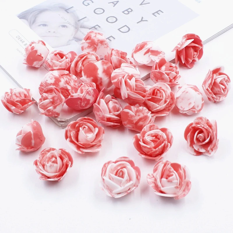 JAROWN PE Artificial Foam Flowers DIY Bear Accessory Simulation Rose Flower Head Wedding Party Fake Garland Decoration Flores (2)