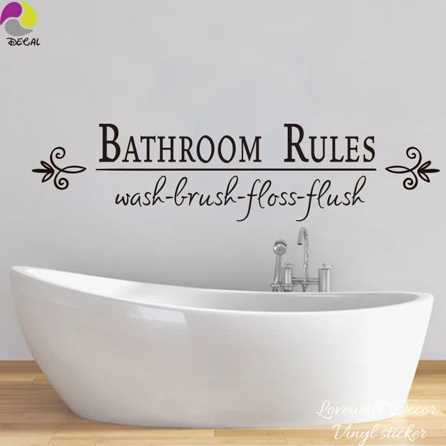 Bathroom Rule Quote Sign Wall Sticker Wash Brush Floss Flush Letter Bathroom Rule Quote Sign Wall Sticker Wash Brush Floss Flush Letter Decal For Wc Washroom