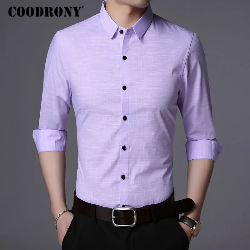 COODRONY, хлопковая рубашка, Мужская одежда, осень, длинный рукав, Camisa Social Masculina, мужские рубашки, повседневная, приталенная, Chemise Homme 8719