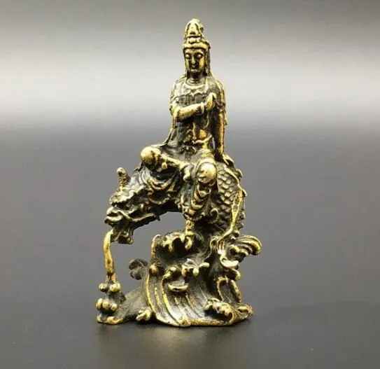 

China collection archaize brass guanyin small statue