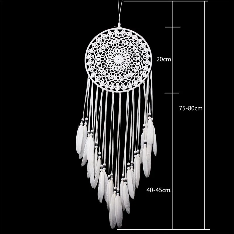 

Original Pure White Indian Dreamcatcher Handmade Feathers Wall Ornaments Home Decor Luck Wind Chimes Backyard Decoration