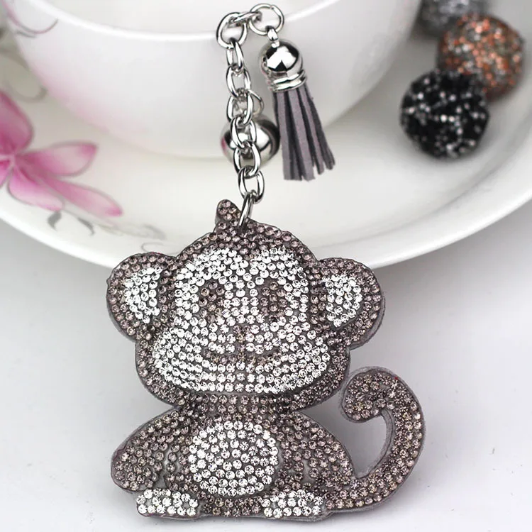 Rhinestone Monkey Key Chains Rings Holder Crystal For Women