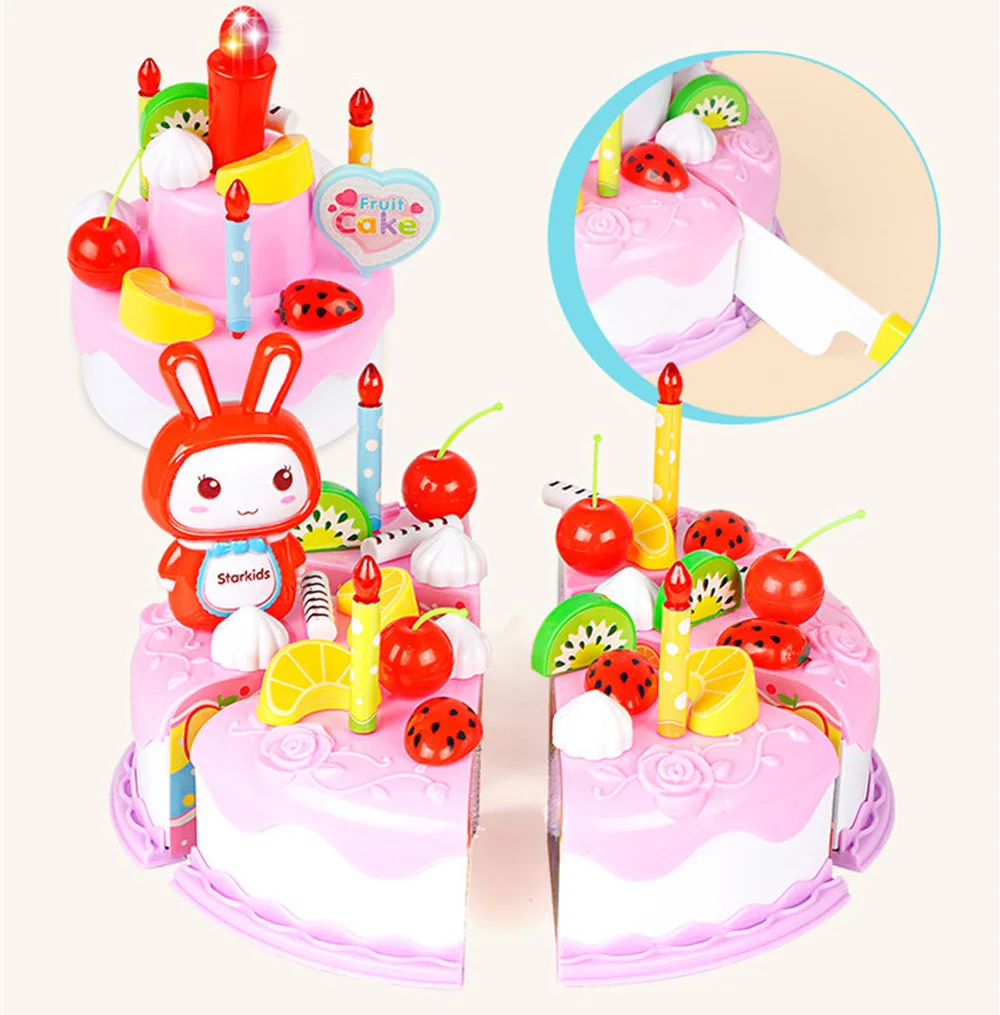 38-94 шт. DIY игрушечный торт детская кухня еда ненастоящая играть резка фруктовое пирожное на день рождения игрушки растительная пища для куклы игрушки для девочек