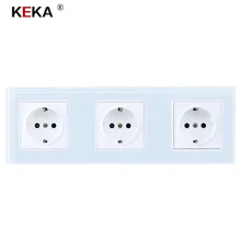 KEKA New EU Standard Pop Power Socket Outlet Panel Triple Wall Power Outlet Without Plug 3 Way Socket 16A Plug Power livolo new power socket eu standard cherry wood outlet panel 2gang wall sockets with touch switch c701 21 c7c2eu 21