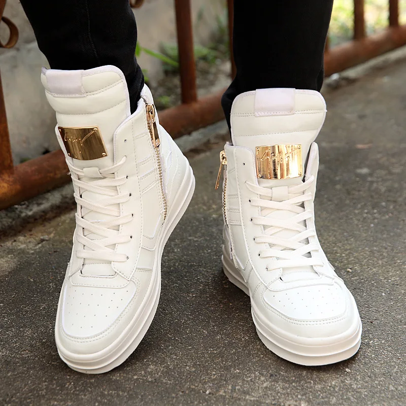 Белые туфли с высоким берцем; сезон осень-зима; Корейская версия обуви; обувь для уличных танцев; обувь для отдыха; Студенческая обувь; большие размеры - Цвет: Белый