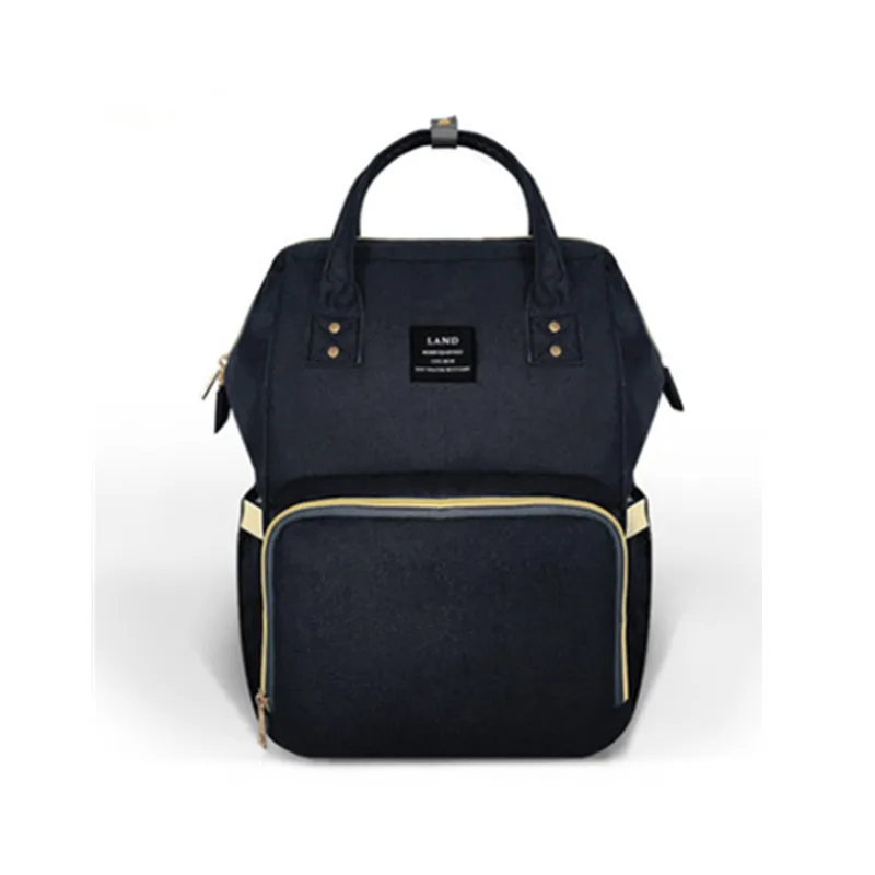 LAND Mommy сумка для подгузников большая емкость детские сумки для подгузников Сумка для кормления модный дорожный рюкзак для ухода за ребенком сумка для мамы рюкзак на плечо - Цвет: Black