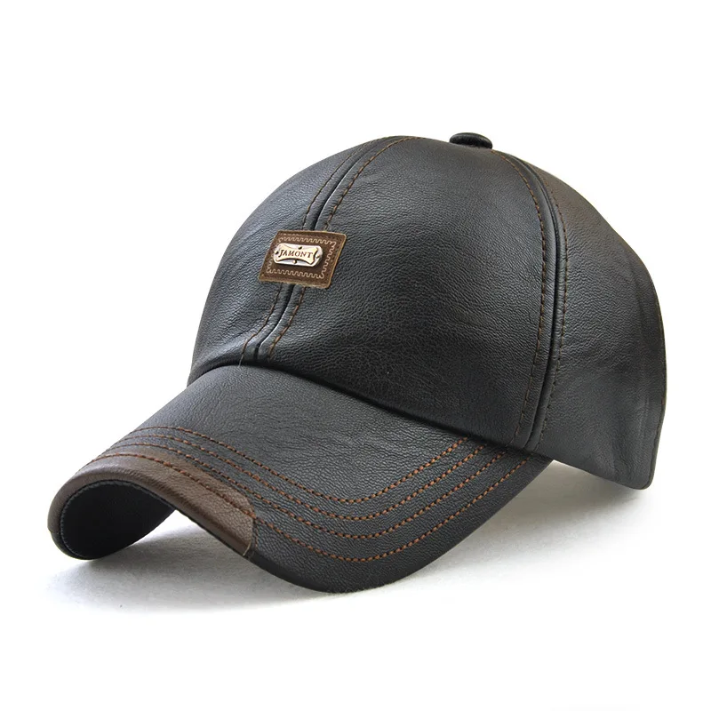 Online Erwachsene Mode Leder Hut männer Leder Baseball Kappe Einstellbar Baseball Hut Mode Leder Freizeit Hüte B 9377