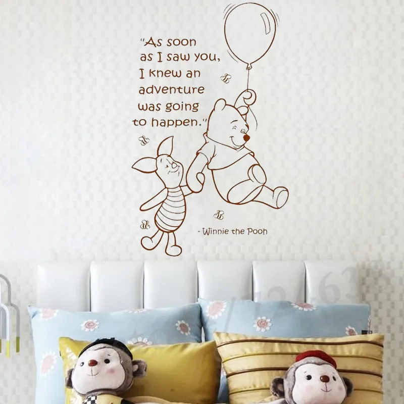 Us 11 98 20 Off Wand Zitat Winnie The Pooh Winnie The Pooh Und Peggy Wandaufkleber Kunst Madchen Jungen Baby Kindergarten Aufkleber In Wandaufkleber