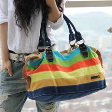 Большая разноцветная Повседневная Сумка-тоут с радугой, женская сумка, высокое качество, холщовая кожа, пэчворк, сумки через плечо для женщин