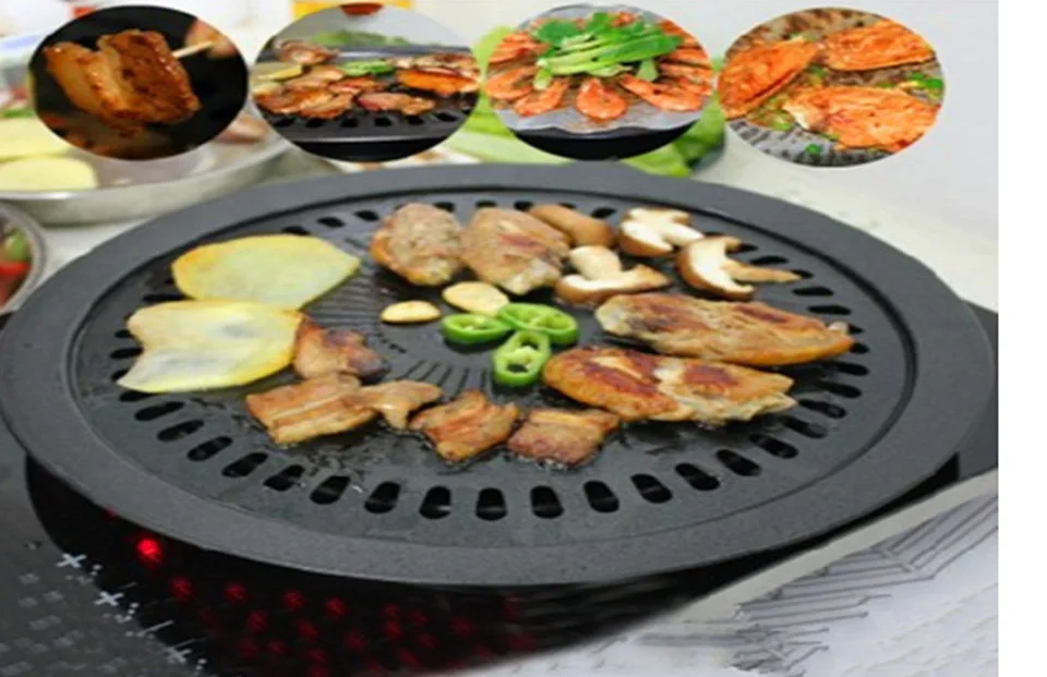 Non-stick Smokeless Barbecue Grill Round Pan Grills For Outdoor BBQ Meat Tools Easily Cleaned BBQ Accessories