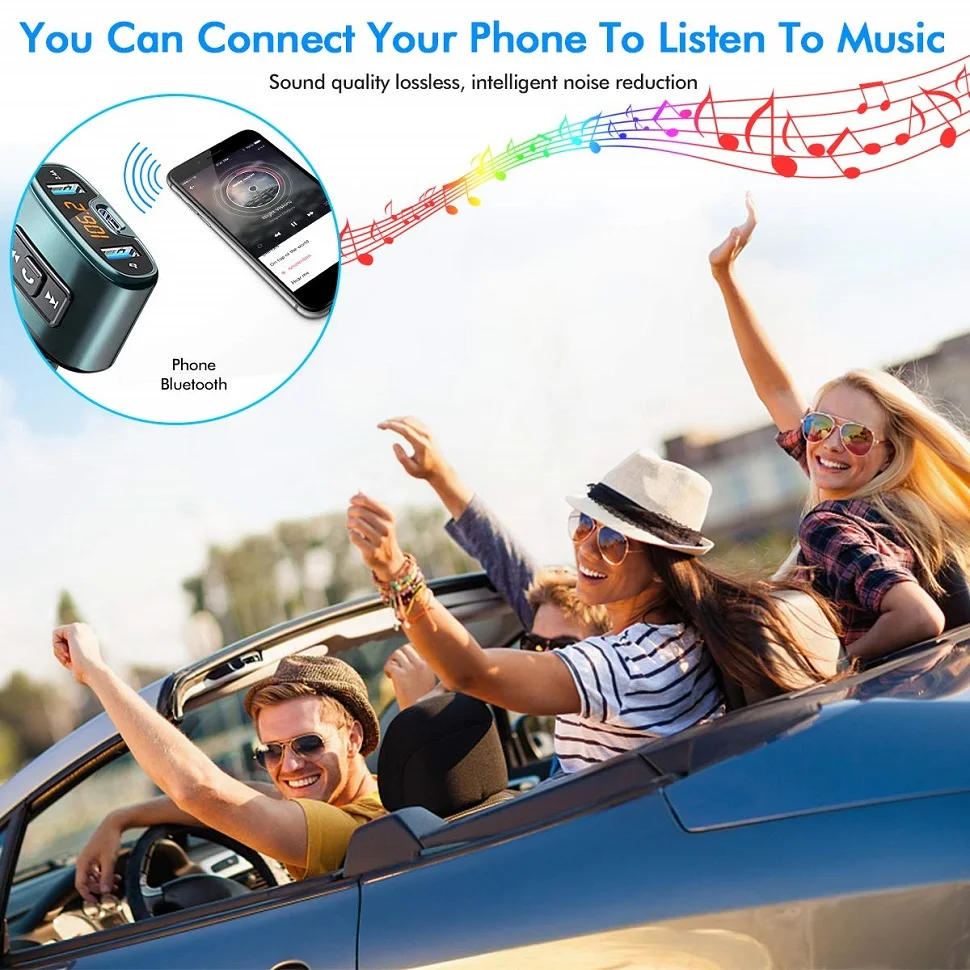 Konrisa FM передатчик модулятор Bluetooth музыкальный плеер с Type C 18 Вт быстрое зарядное