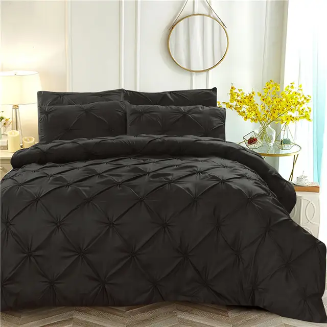 Luxury Duvet Cover Black Solid Designer Bedding Set Queen King