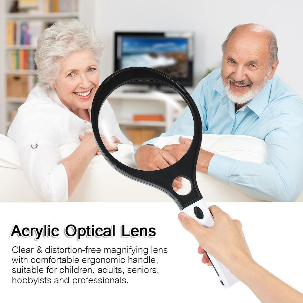 Magnifying Glass 4X 10X Reading Magnifier Handheld Jumbo Size Loupe