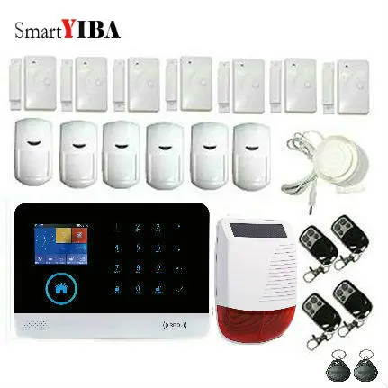 

SmartYIBA WIFI GSM APP Control Door Alarm Outdoor Strobe Solar Siren Wireless Motion Sensor Alarm Kits SMS Security Alarm System