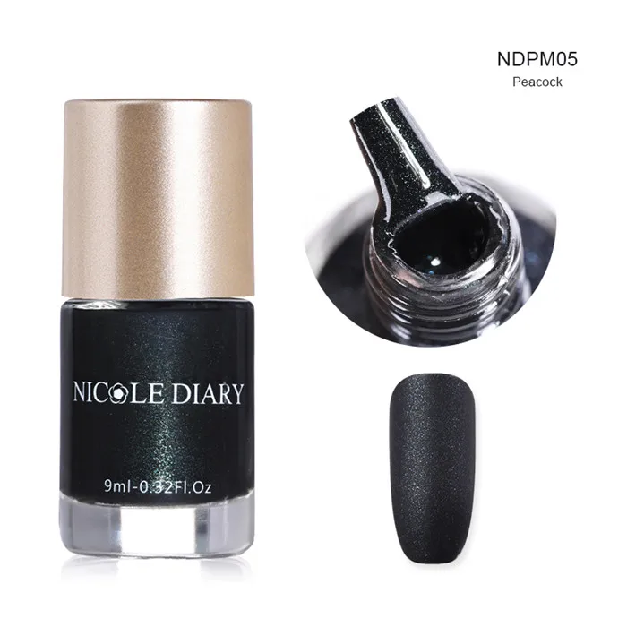 NICOLE DIARY 9ml Nail Polish Chameleon Metallic Jelly Holographic Polish Shiny Flakies Sequins Manicure Nail Art Lacquer Varnish - Цвет: Matte NDPM05