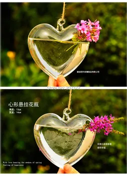 

Free shipping ,2pcs/lot 13*14cm Heart Shape Glass hanging Vase,Home Decoration , Garden Decoration