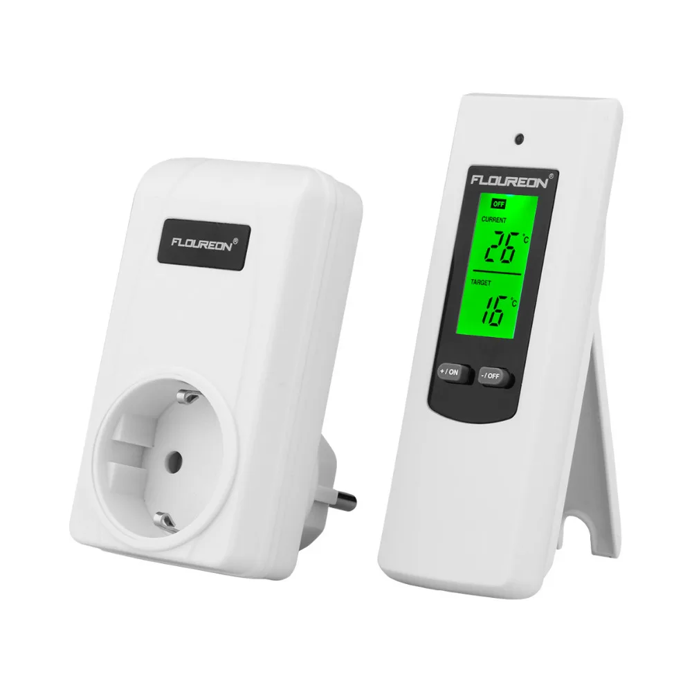 Floureon Wireless Thermostat RF EU Plug Temperature Controller LCD