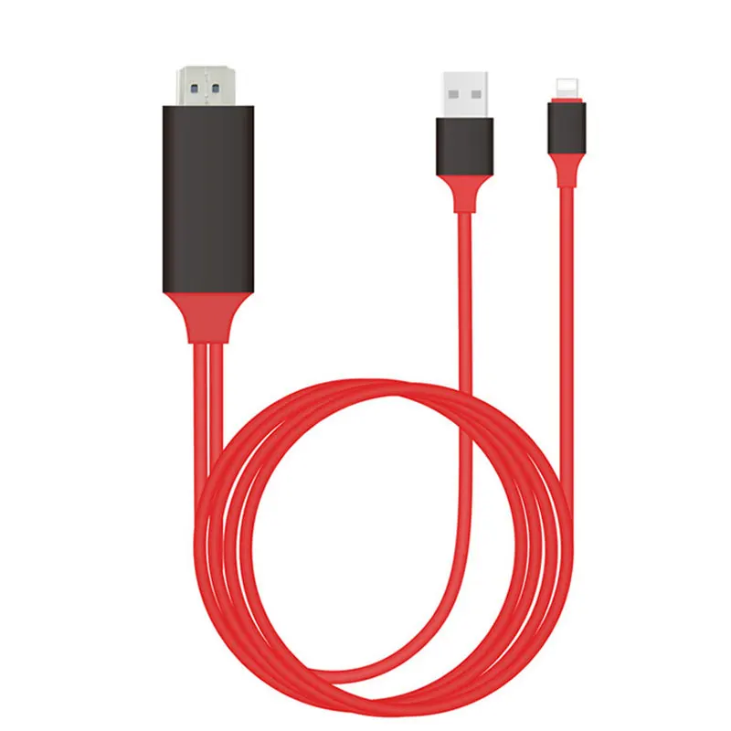 Plug& Play 2 м 8 Pin для Lightning-HDMI кабель HD 1080P HDMI конвертер Кабель-адаптер для iPhone X 8 7 6 6S Plus IOS 10,3/11