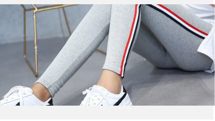 yoga pants 2021 Quality Cotton Leggings Side Stripes Women Casual High-stretch Leggings Pants High Waist Fitness Leggings Female high waisted leggings