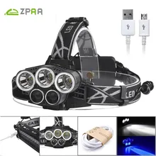 ZPAA LED Headlight 5 LED 15000Lumen USB Rechargeable LED Head Lamp 6 Modes 3xXML T6 2xQ5