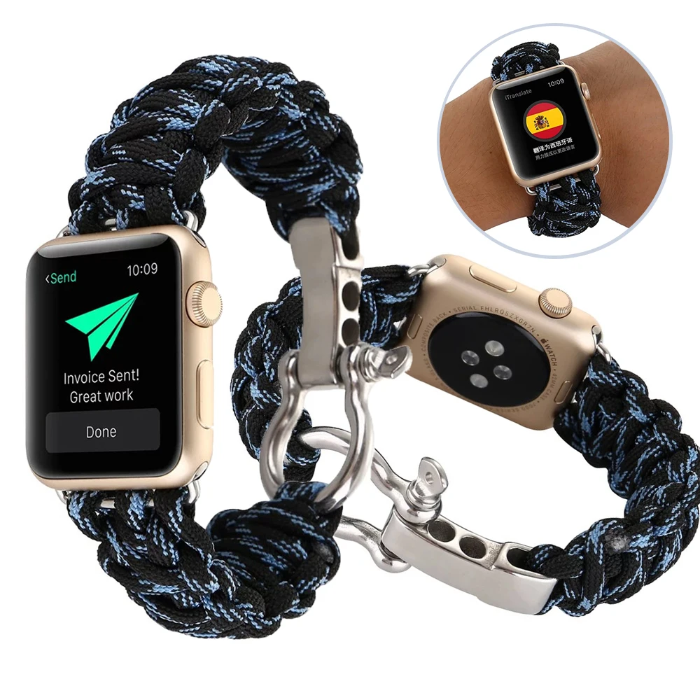 

42/38/44/40mm Nylon Outdoor Sport Loop Strap for Apple Watch Band Series 4 3 2 1 iWatch Umbrella Rope Bracelet Wristband