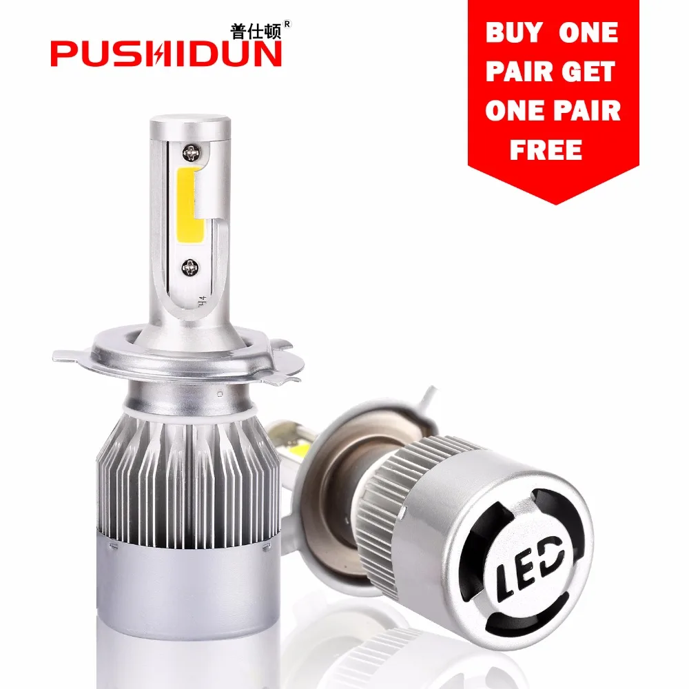 

PUSHIDUN H4 Car LED Headlight 30W 12v LED Headlight Bulbs Conversion Kit 6000K