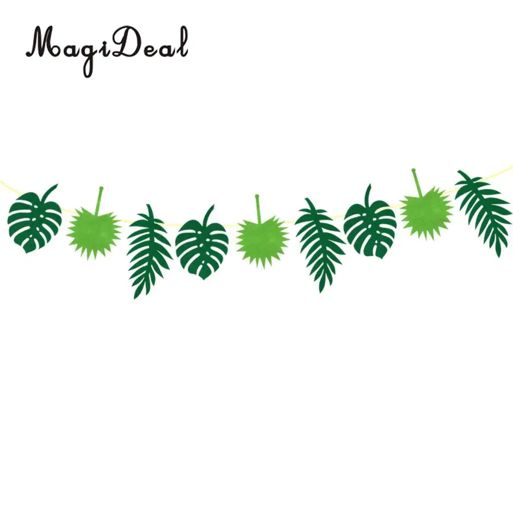 Hawaiian Tropical Leaves Leaf Bunting Banner Garland Summer Luau Party Supplier and Decor Boho Tiki Garland Sign Backdrop