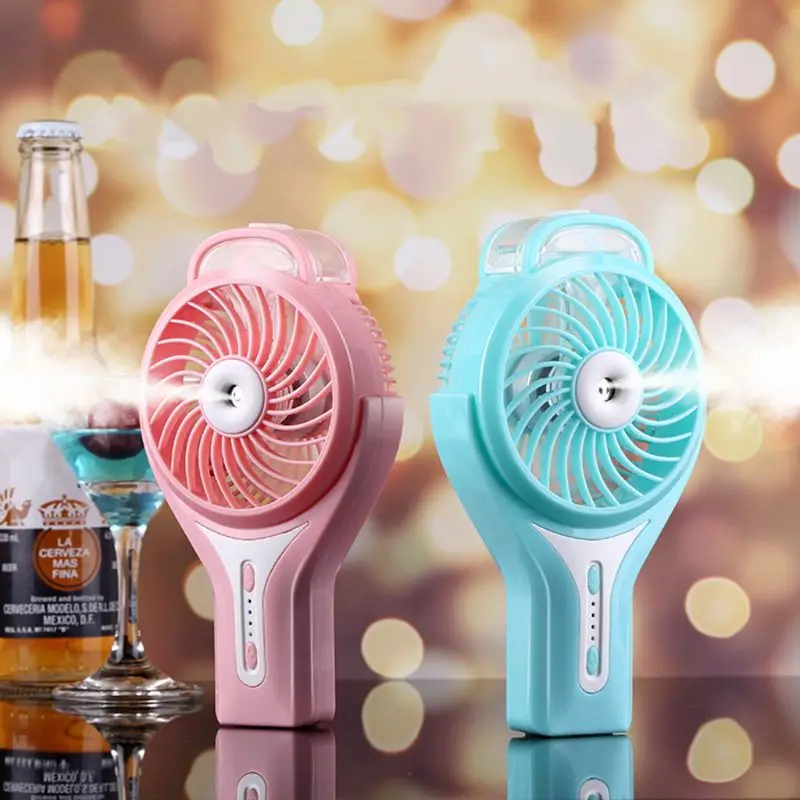 

Hand Held Portable Water Misting Fan for Travel, Rechargeable Battery Operated or USB Powered, Humidifier and Personal Fan 2 in