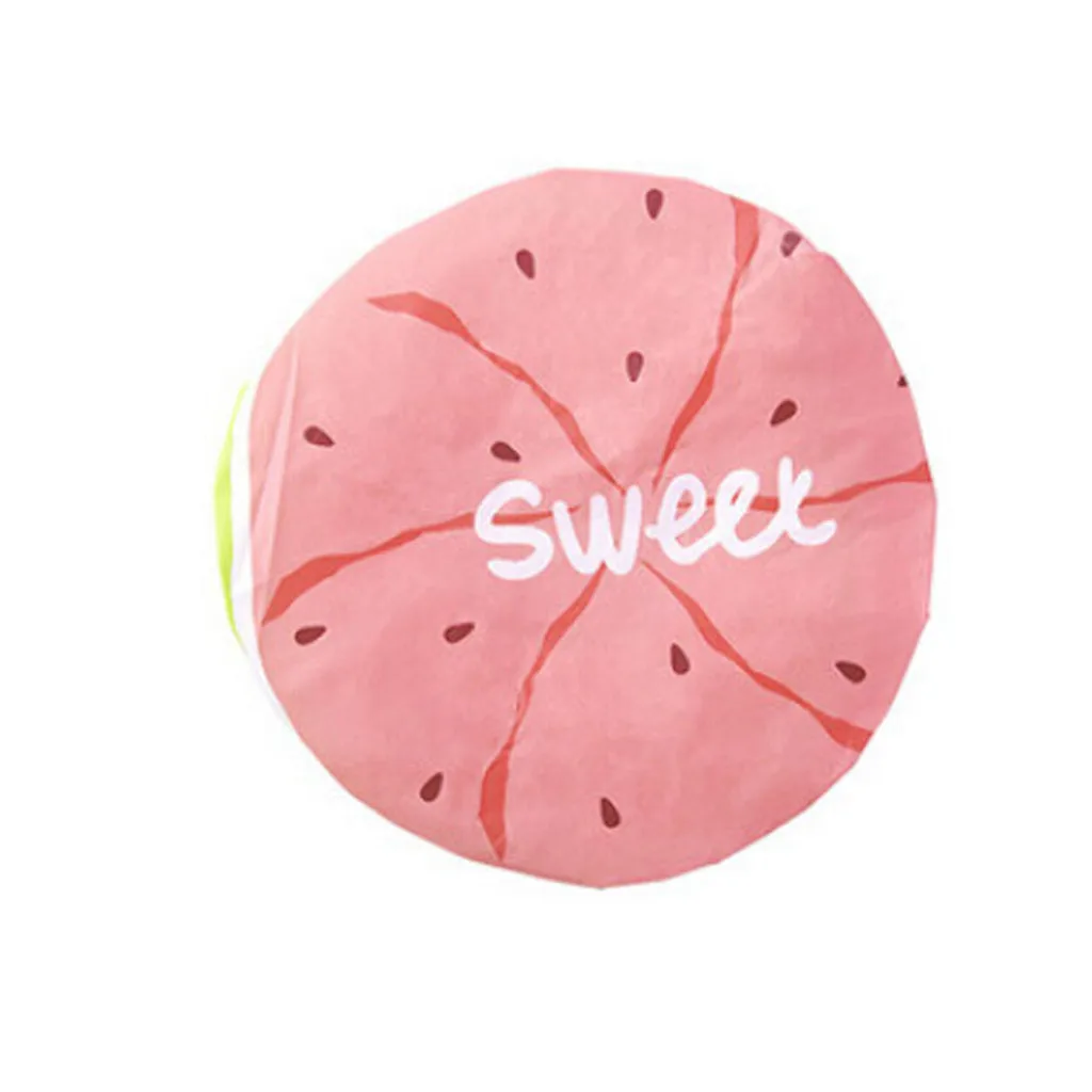 

Cute Cartoon Fruit Pattern Waterproof Shower Cap Adults Women Reusable Elastic Band Bath Hair Cover Bathing Caps Bathroom Hat#/2