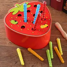 Детские деревянные игрушки 3D головоломка Раннее детство развивающие игрушки поймать червя Игра цвет когнитивный Магнитный клубника