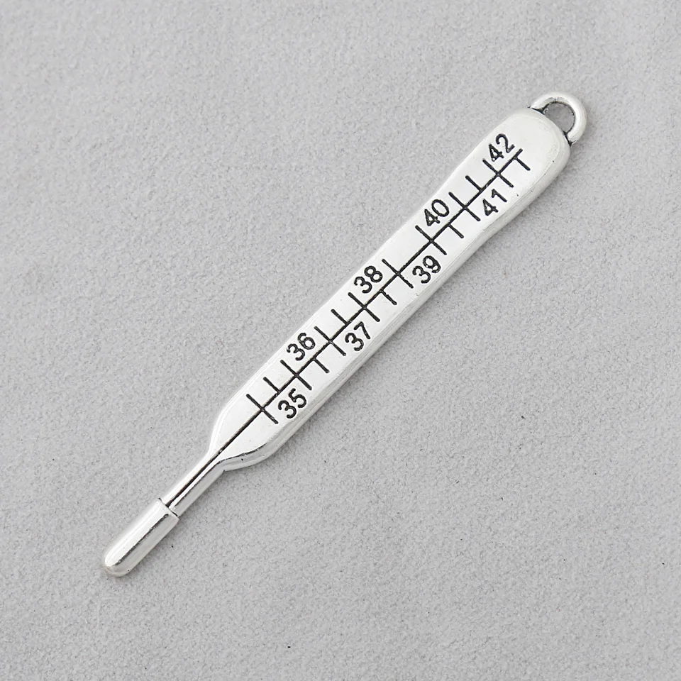 

RAINXTAR Fashion Alloy Medical Tool Charms Thermometer Charms For Doctor Nurse 9*71mm 10pcs AAC498