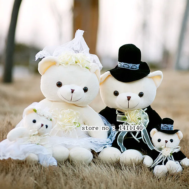 40cm tall Teddy Bear cake topper bride and groom wedding