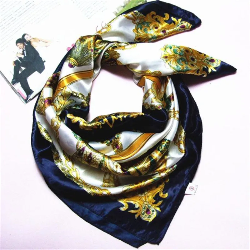 Fashion Women Big Size Silk Square Scarf 90*90cm Imitated High Quality Shawl wrap designer red blue |