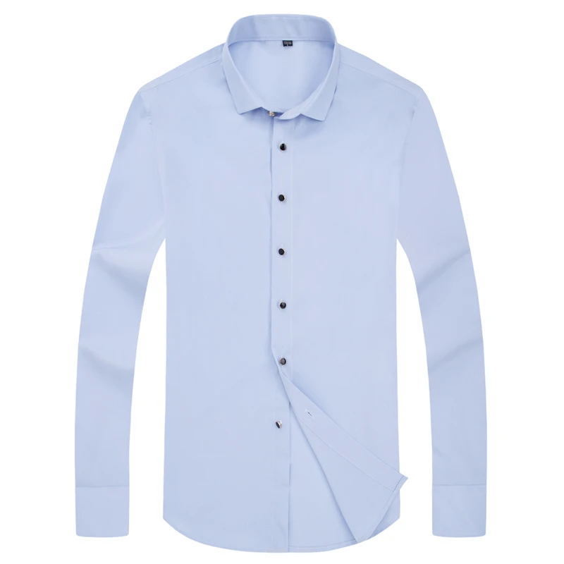 Fashion Men Brand Solid Color Slim Long Sleeve Dress Shirts - Business Casual Attire in 9 Colors image 5