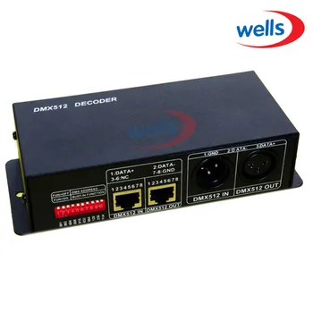 

LED DMX512 controller Common Anode 4CH RGBW decoder;four CMOS drain-open output;Max output current 4A each color;DC12~24V