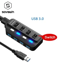 5 Гбит/с, USB 3,0, концентратор, 4 порта usb, светодиодный адаптер-разветвитель с смелым кабелем, высокая скорость, Hab Для imac, ПК, Поддержка внешнего питания