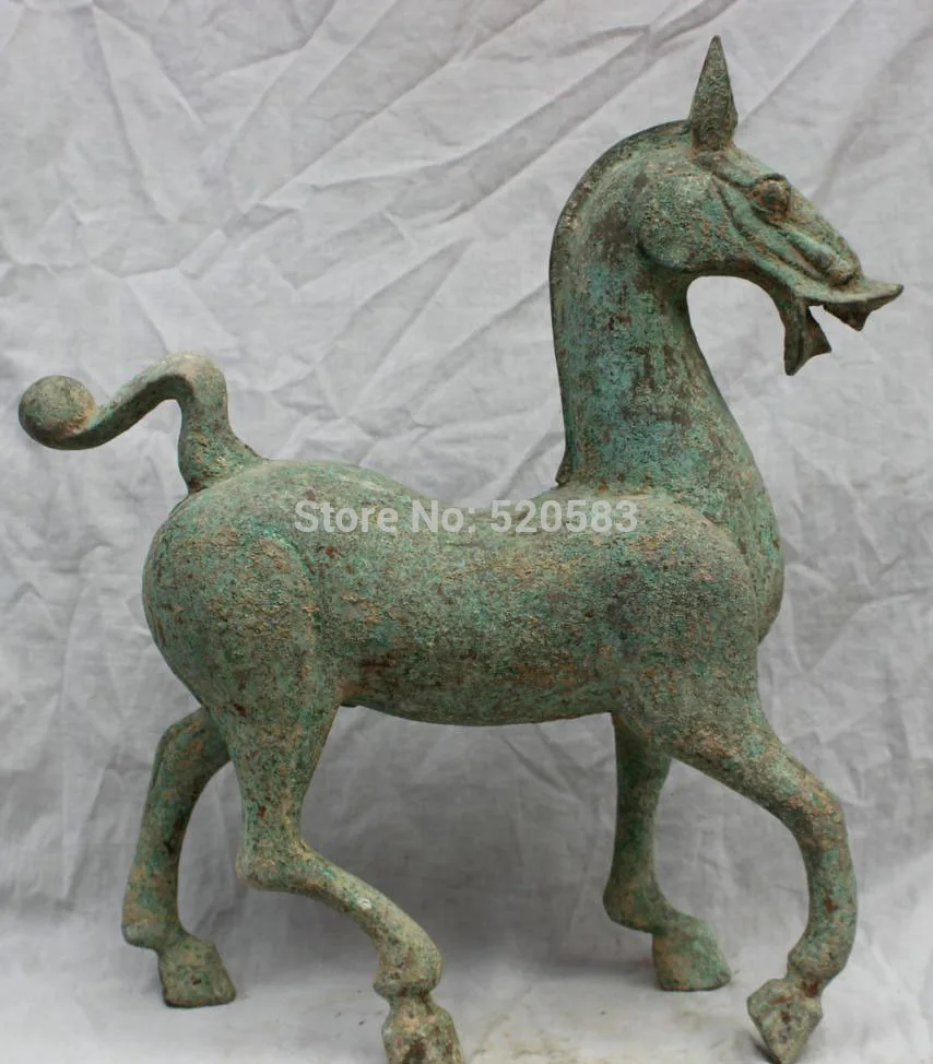

free 19" China Chinese Dynasty Palace Folk Culture Old Bronze Horse Statue Sculpture fast