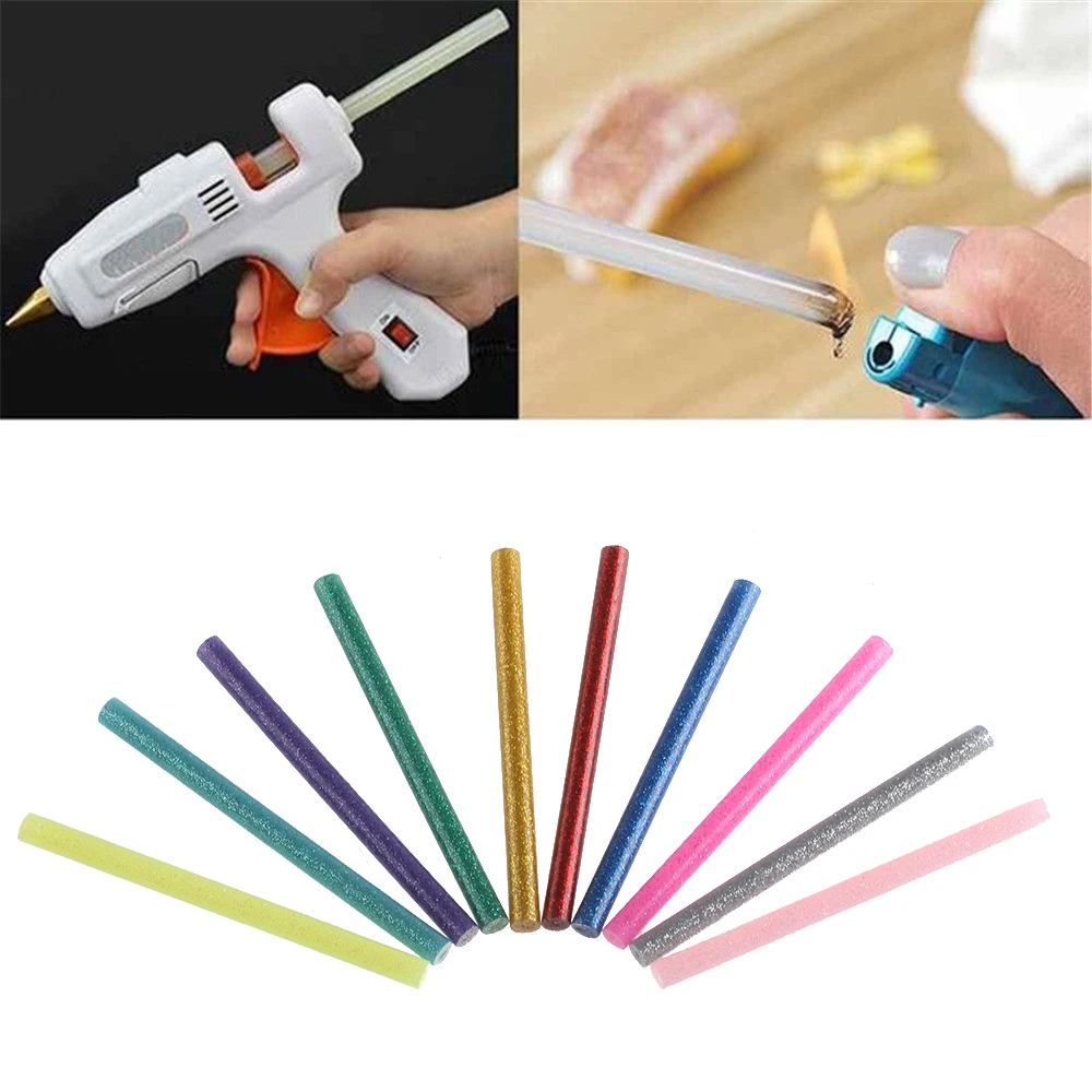 

5/10pcs Multicolor Glitter Hot Melt 7mm Adhesive Glue Stick for Phone Case Alloy Toy Art Model Album Repair Accessories