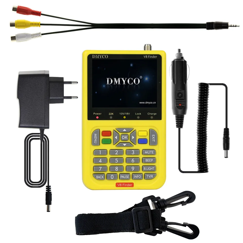 

Satellite Finder Meter V8 Finder HD DVB-S/S2 SatFinder MPEG2 MPEG4 High Definition FTA Sat finder V-71 HD with 3000mA Battery