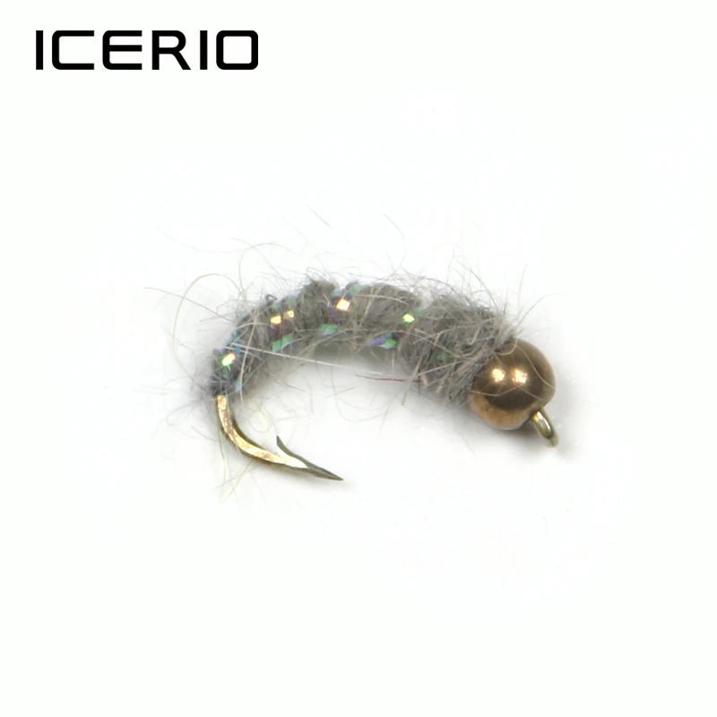 ICERIO 8 шт. оливковый и серый Caddis Stonefly Нимфы Мухи приманки на форель для ловли нахлыстом#12